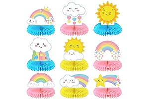 9-Piece Rainbow Party Cloud Decorations Centerpiece