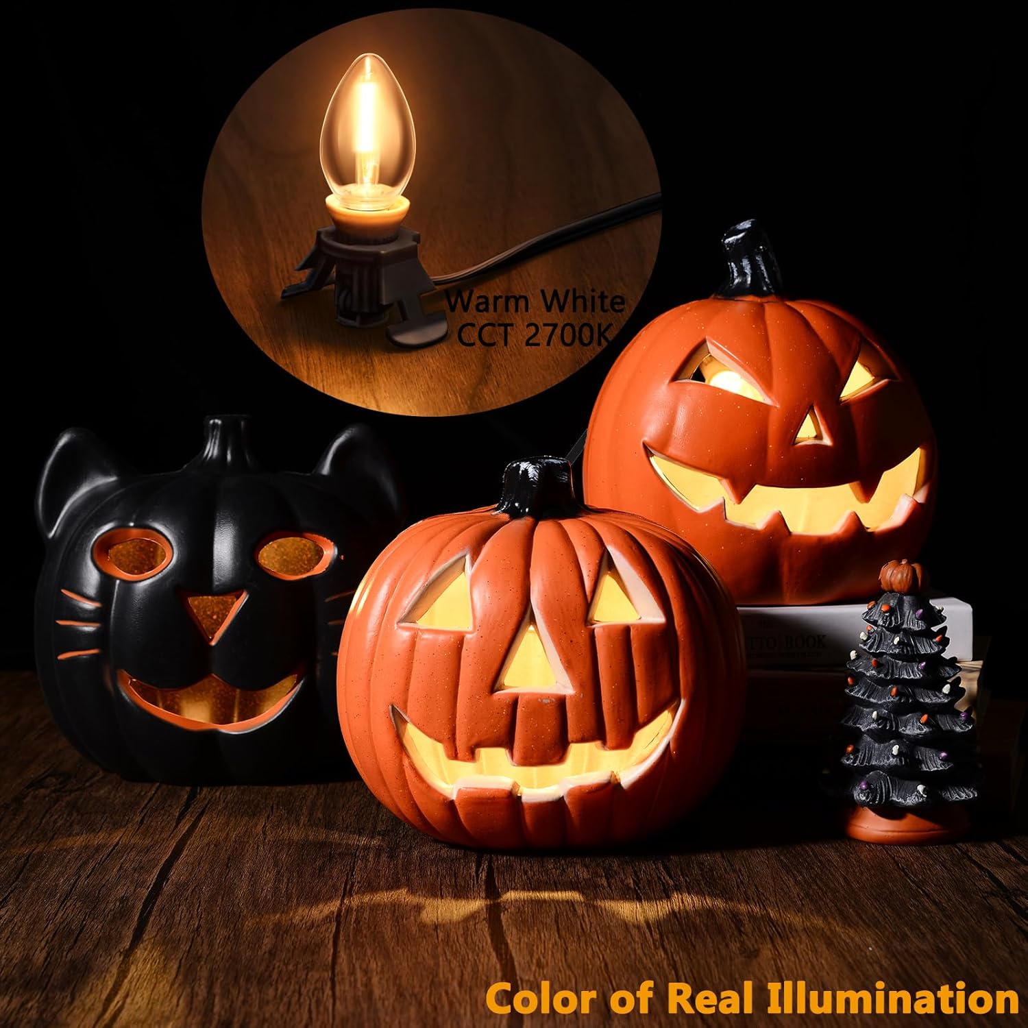 Clip in Light Cord,Accessory Cord with Light Bulb,Candelabra-Base E12 Socket UL Listed Christmas Village House Lights,Ceramic Trees Light (2-Pack 6ft Cord,1 Lamp Socket, Black Cord)