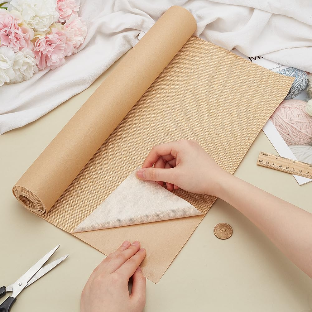 BENECREAT 2m Toppe di Riparazione In Lino Fine Beige, Nastro Adesivo per Tappezzeria In Tessuto Autoadesivo Da 40cm, Arredamento, Divano, Abbigliamento, Giacche, Mestieri