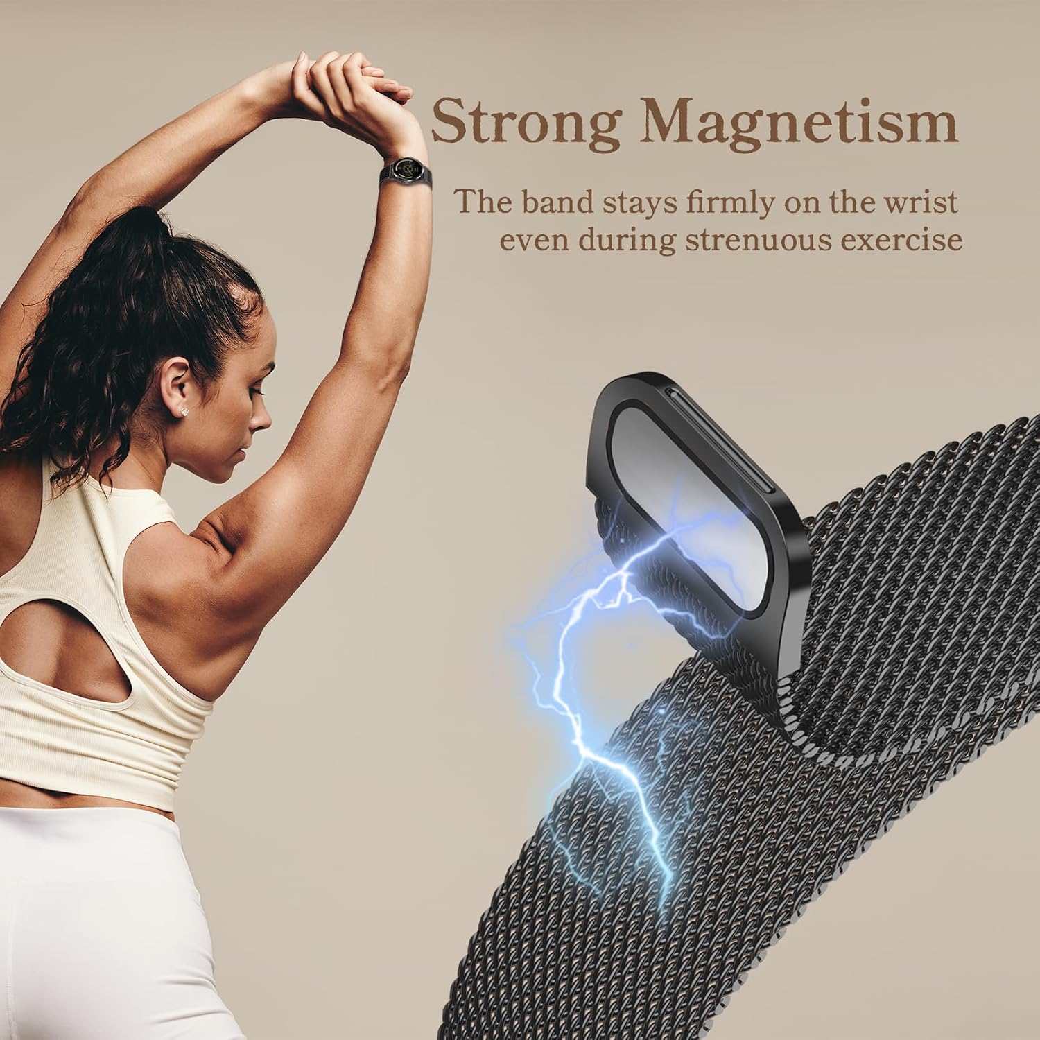 Compatible with Garmin Vivoactive 5 Watch Band/Vivoactive 6/3, 20mm Stainless Steel 2 Pack Metal and Mesh Bracelet Strap Wristband for Forerunner 165/55/245/570-42mm/Venu/Venu Sq Women Men Accessory