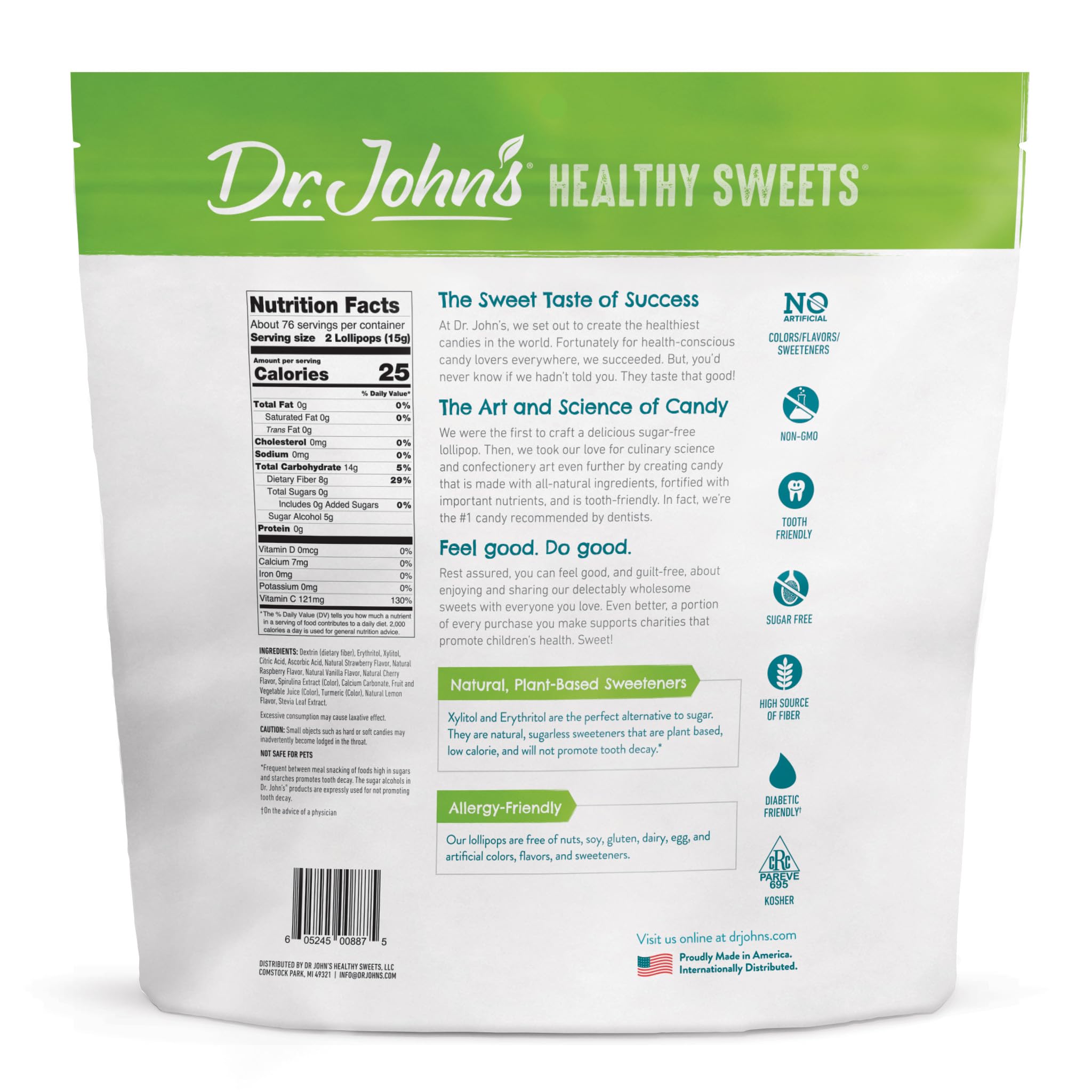 Dr. Johns Sugar Free Candy Healthy Lollipops with Zero Sugar Low Calorie Snacks Keto Friendly Hard Candy Sweets Berry Swirl Oval 150 Count 2.5 LB product thumbnail 5
