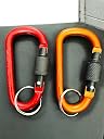 Climbing Carabiner Keychain Set, Red and Orange, Screw Lock Design with Split Ring, 2-Pack gallery image