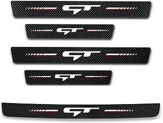 5Pcs Door Sill Plate Protectors Compatible with Kia K3 Cerato 2021-2024 GT Car Accessories, Carbon Fiber Leather Door Stickers for GT Owners