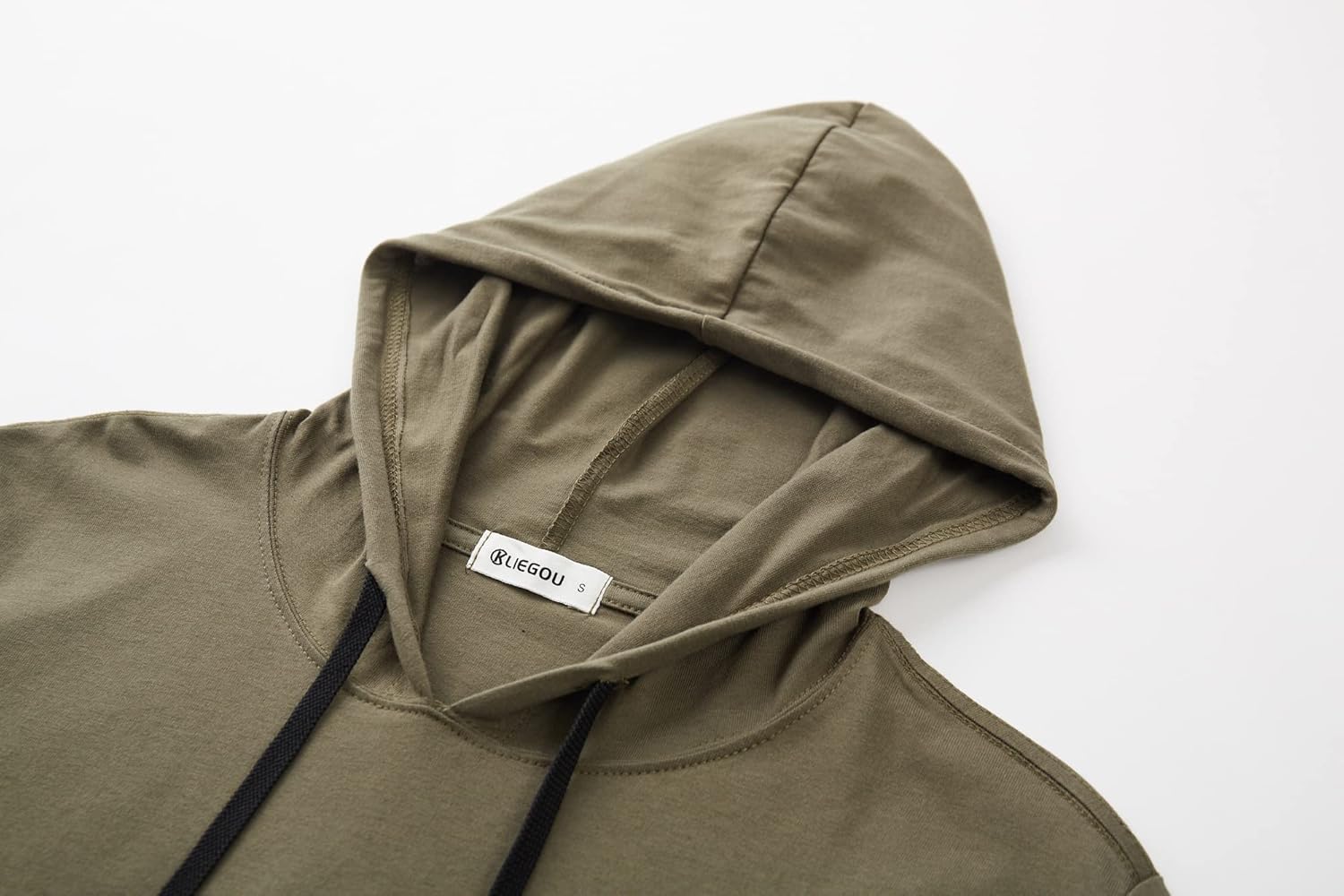 KLIEGOU Men's Hooded T-Shirt 190GSM 100% Cotton Soft Streetwear Longline Tee- Breathable Hip Hop Pullover - Pre-Shrunk - Image 2