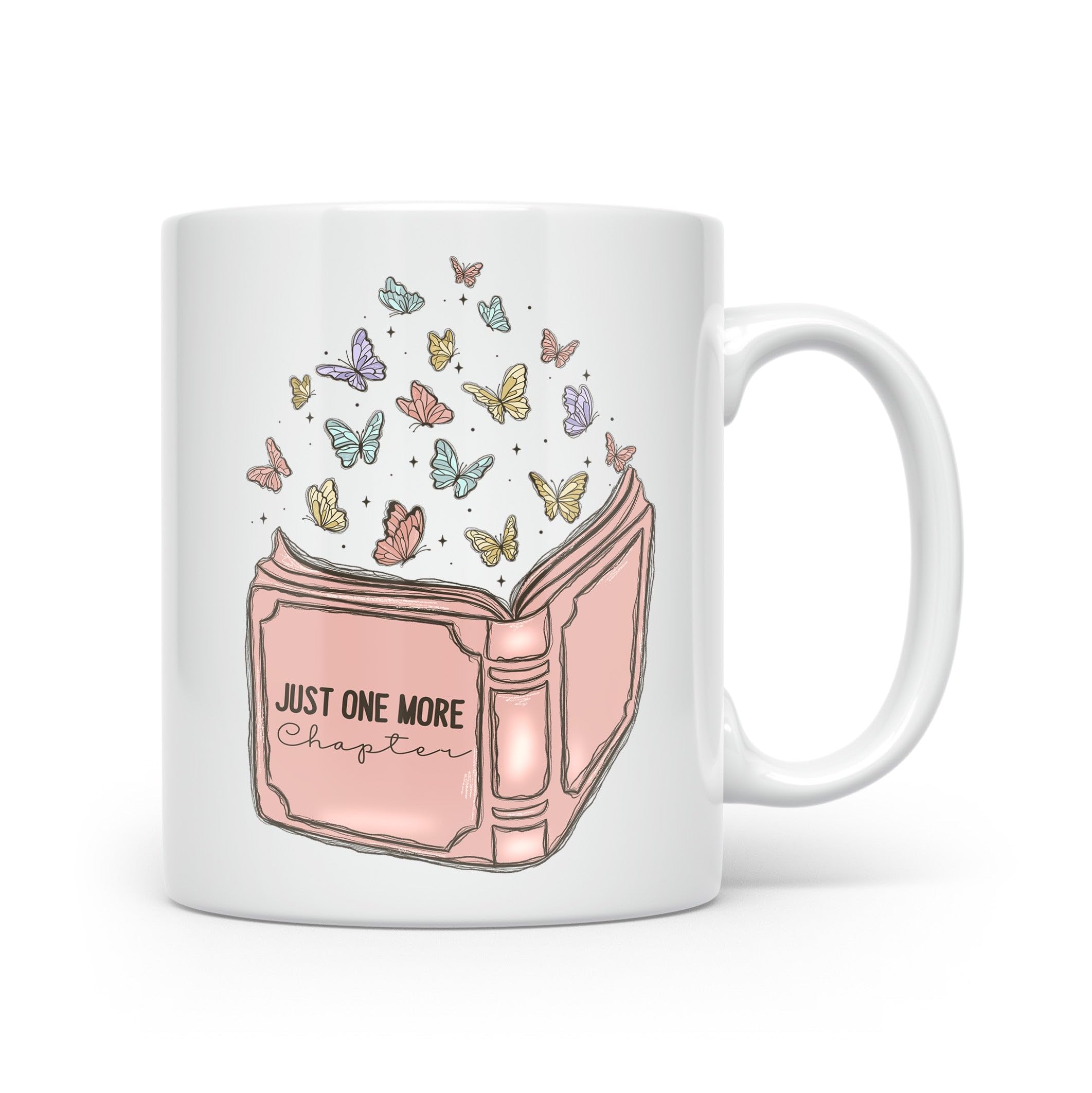 Noble & Page Book Lover Mugs, Just One More Chapter, Hand Printed Range of Coffee Cups for Anyone who Loves to Read