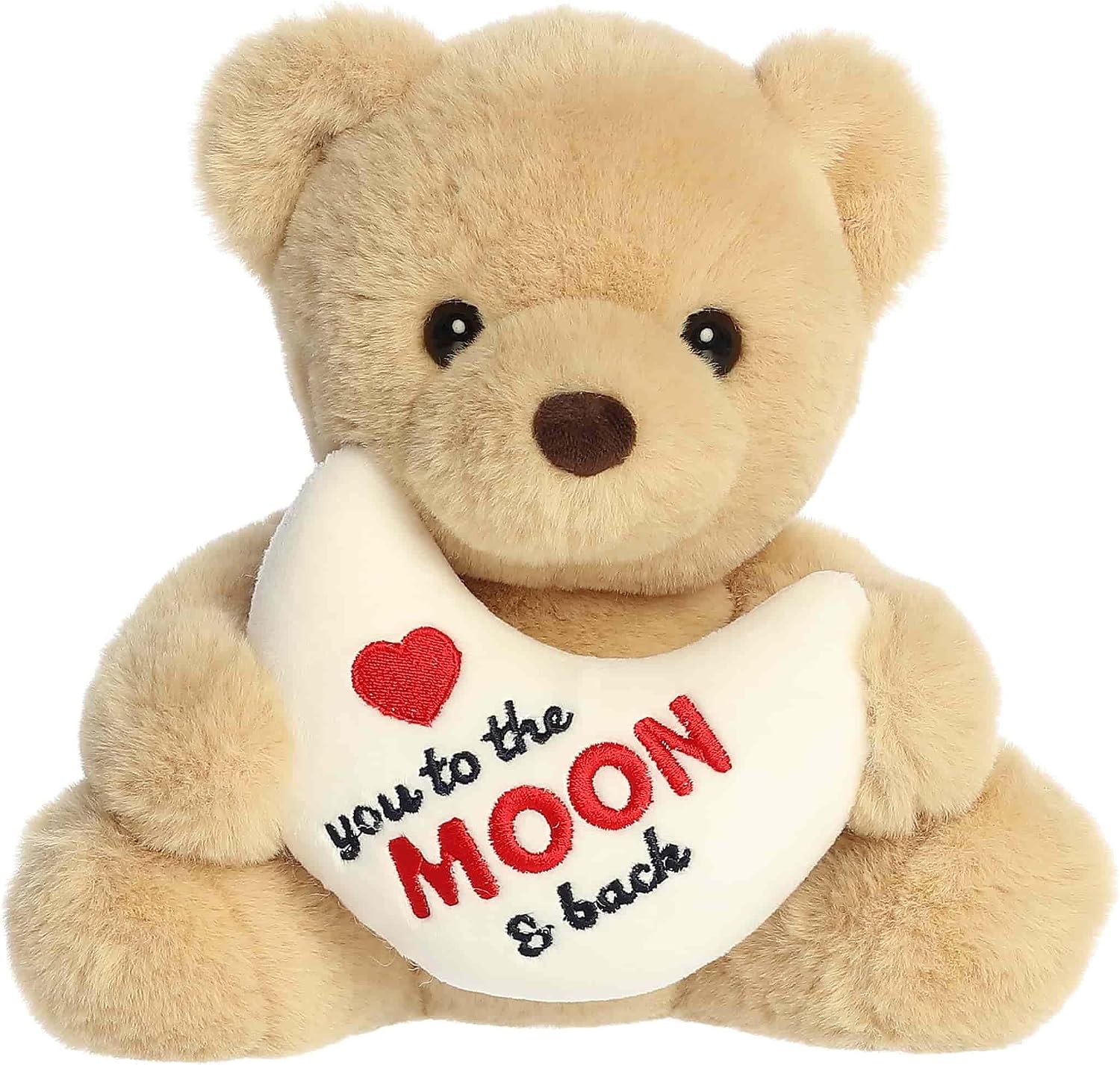 Aurora Witty JUST SAYIN' Love You To The Moon & Back Bear Stuffed Animal - Soft Keepsake for Loved Ones - Perfect for Decorating Rooms and Valentine's Day - Tan 8 Inches