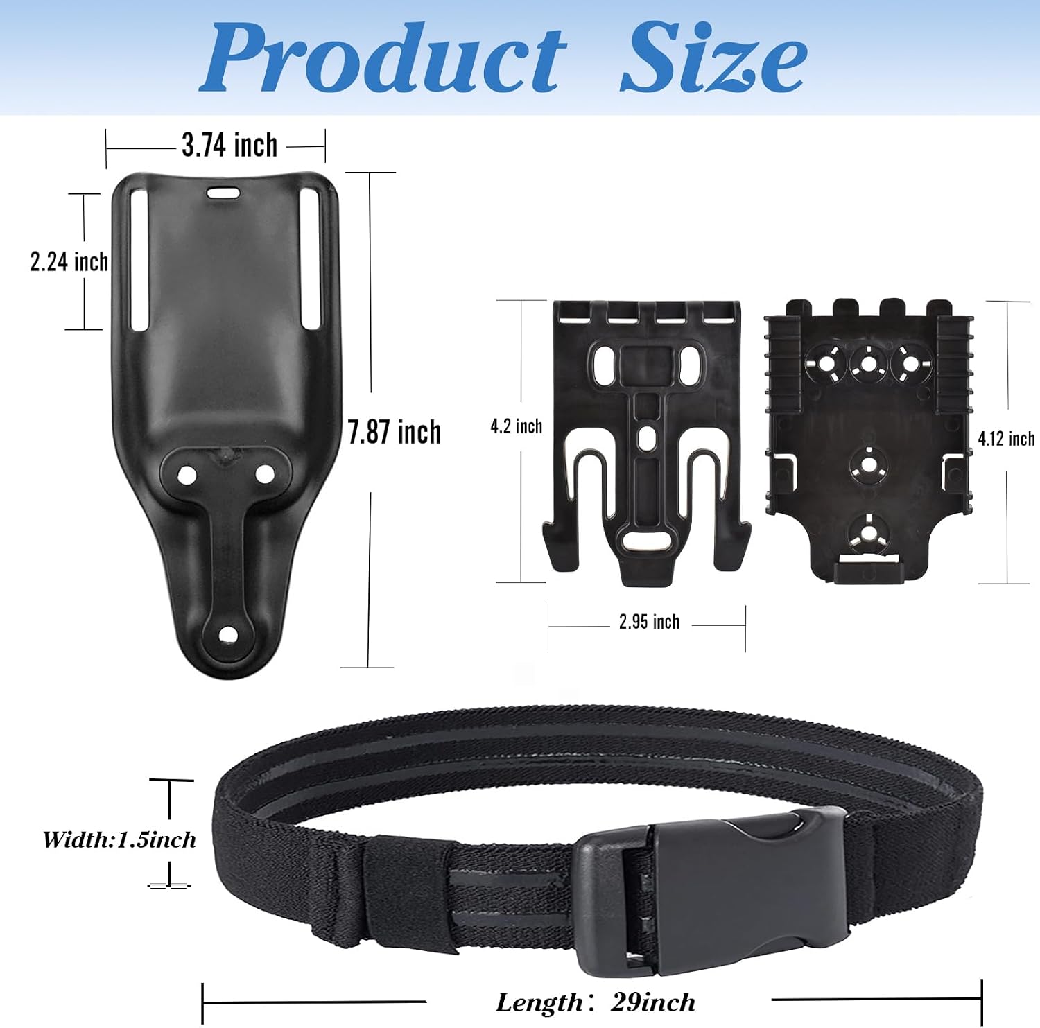 QLS Quick Locking System Kit with 2" Mid/Low Ride Belt Loop Adapter, Drop Leg Holster Platform, Elastic Leg Strap