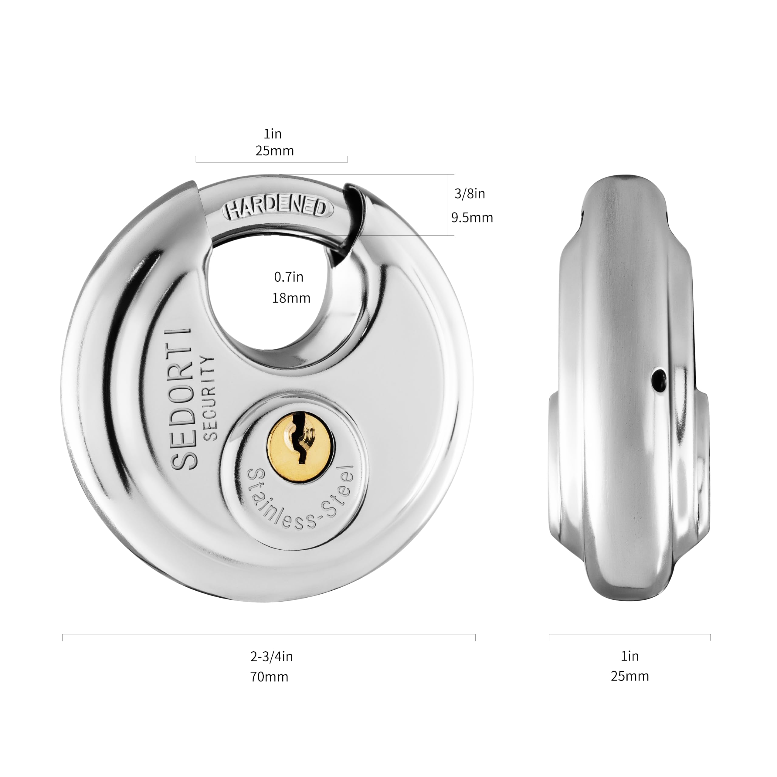 SEDORTI Paquete de 20 candados Discus con llave igual, 2-3/4 pulgadas de ancho, cerradura redonda de acero inoxidable 304, cerradura de almacenamiento impermeable y resistente al óxido con llaves de