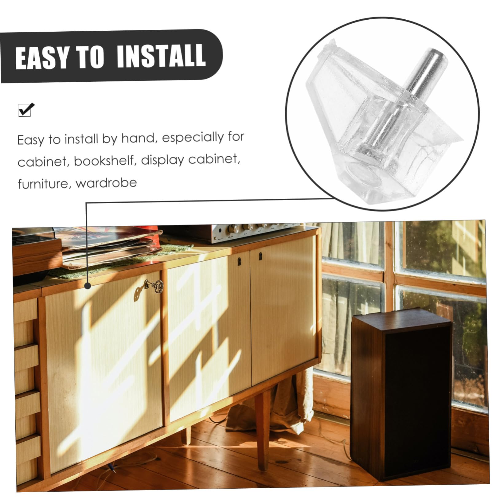 POPETPOP 4 Set Supporti Per Trasparente Facili Da Installare Per Armadi E Librerie Alta Capacità Carico Materiale E Stabile 100 Pezzi * 4