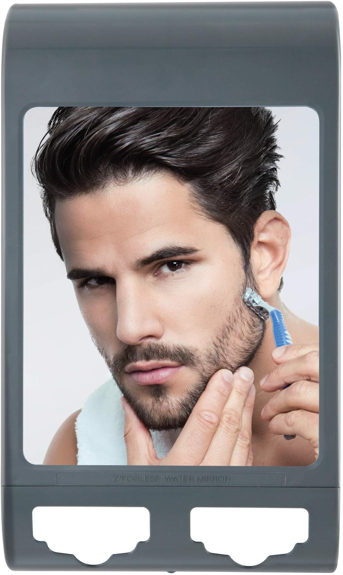 ZadroZ'Fogless Water Travel Portable Fogless Shaving Grooming Mirror for Beard and Men's Facial Hair, Midnight Gray