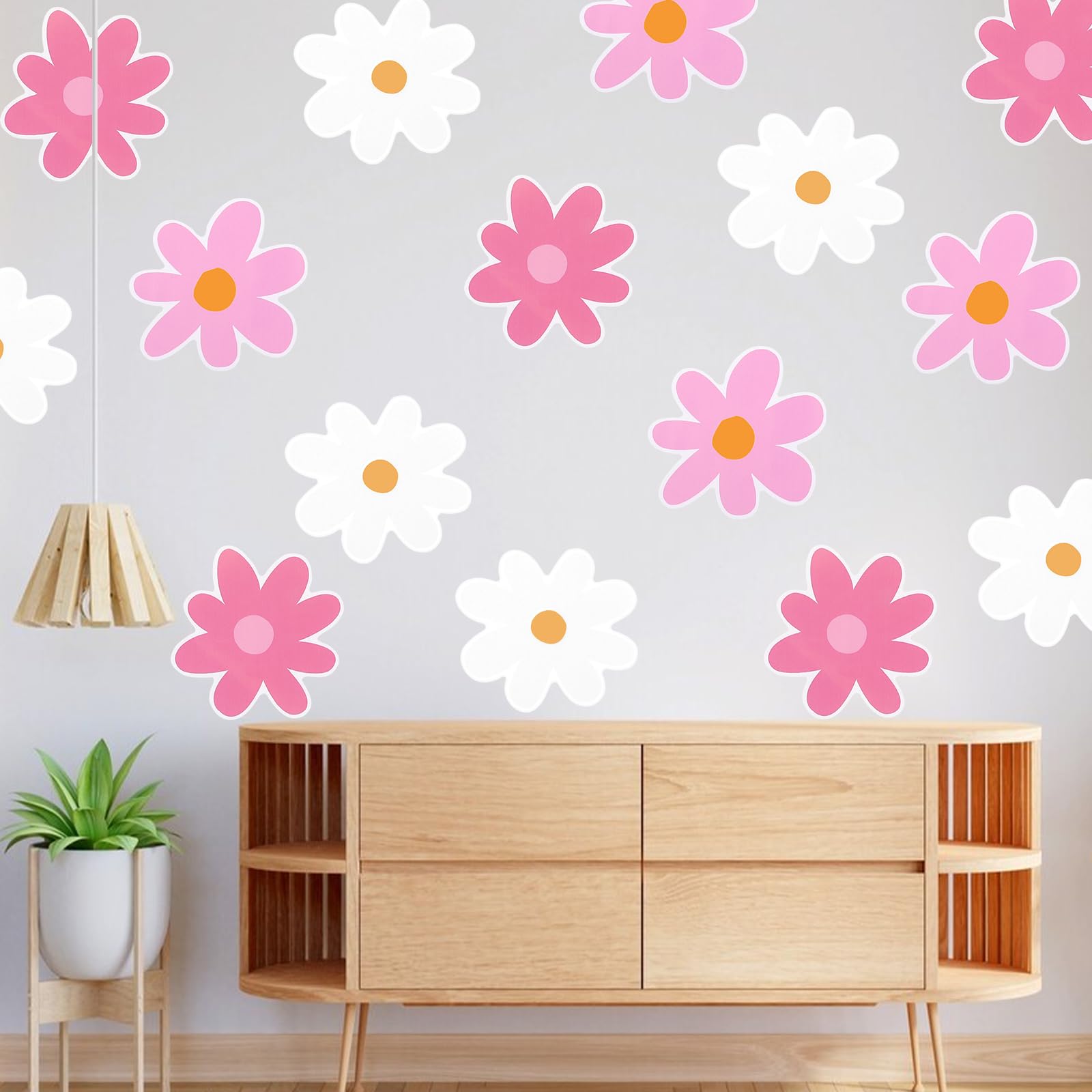 Autocollant Mural Marguerite 36 Pièces, Autocollant Mural Grande Fleur imperméable pour Chambre d'enfant, Stickers muraux Marguerite pour Chambre d'enfant, Chambre, Salon, décoration Murale