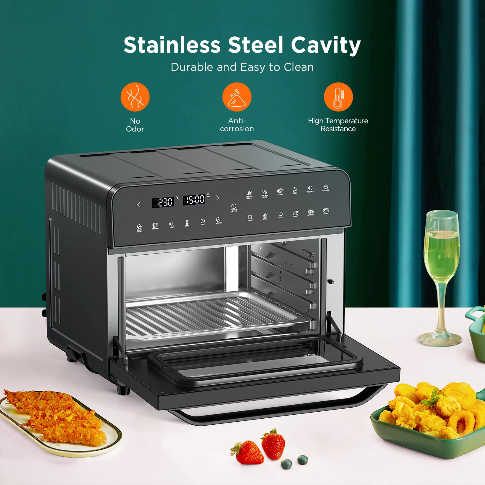 25L Convection Oven, Digital Countertop Convection Mini Oven,12 in 1