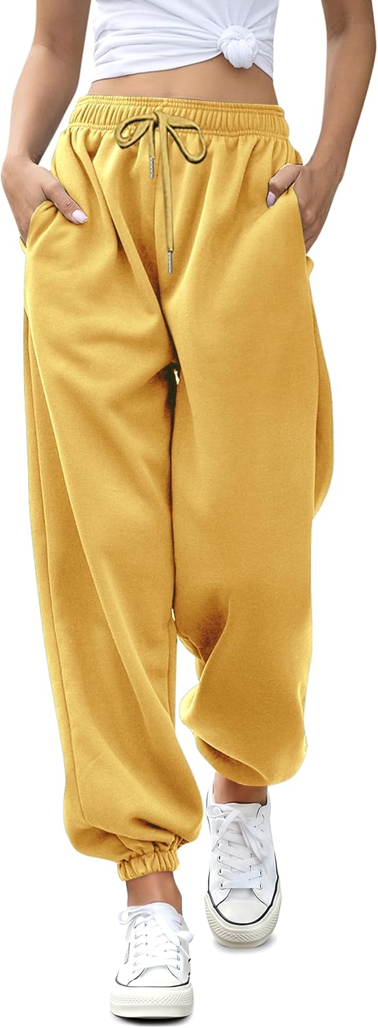 Cinch Bottom High Waist Loose Drawstring 2 Pockets Summer Pants for Women | cotton trendy spring summer autumn casual athletic daily women's sweatpants, great match with crop tops sweatshirts sneakers