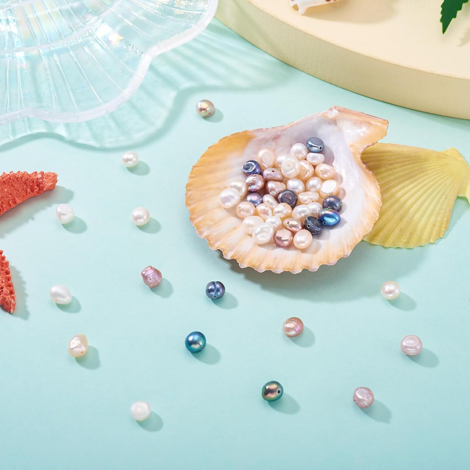 Pandahall 50Pcs Colors Freshwater Pearl Beads Genuine Real Cultured Pearls Baroque Pearl Beads Dyed Oval Natural Loose Pearls 5-6mm for Earring Bracelet DIY Jewelry Making - Image 6