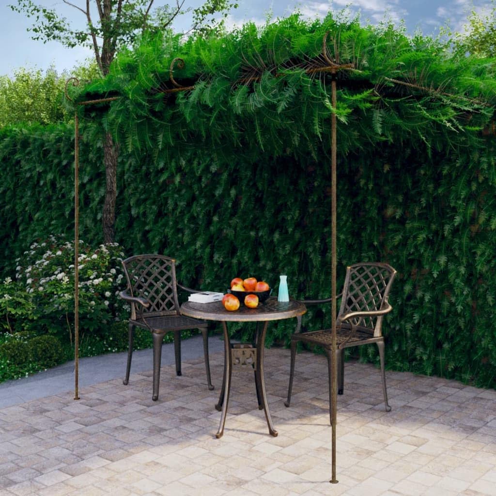 Schmiedeeisen Pergola Antik-Braun 3x3x2,5 m für Rosen, Kletterpflanzen, Efeu und Clematis im Garten, Innenhof oder auf der Terrasse