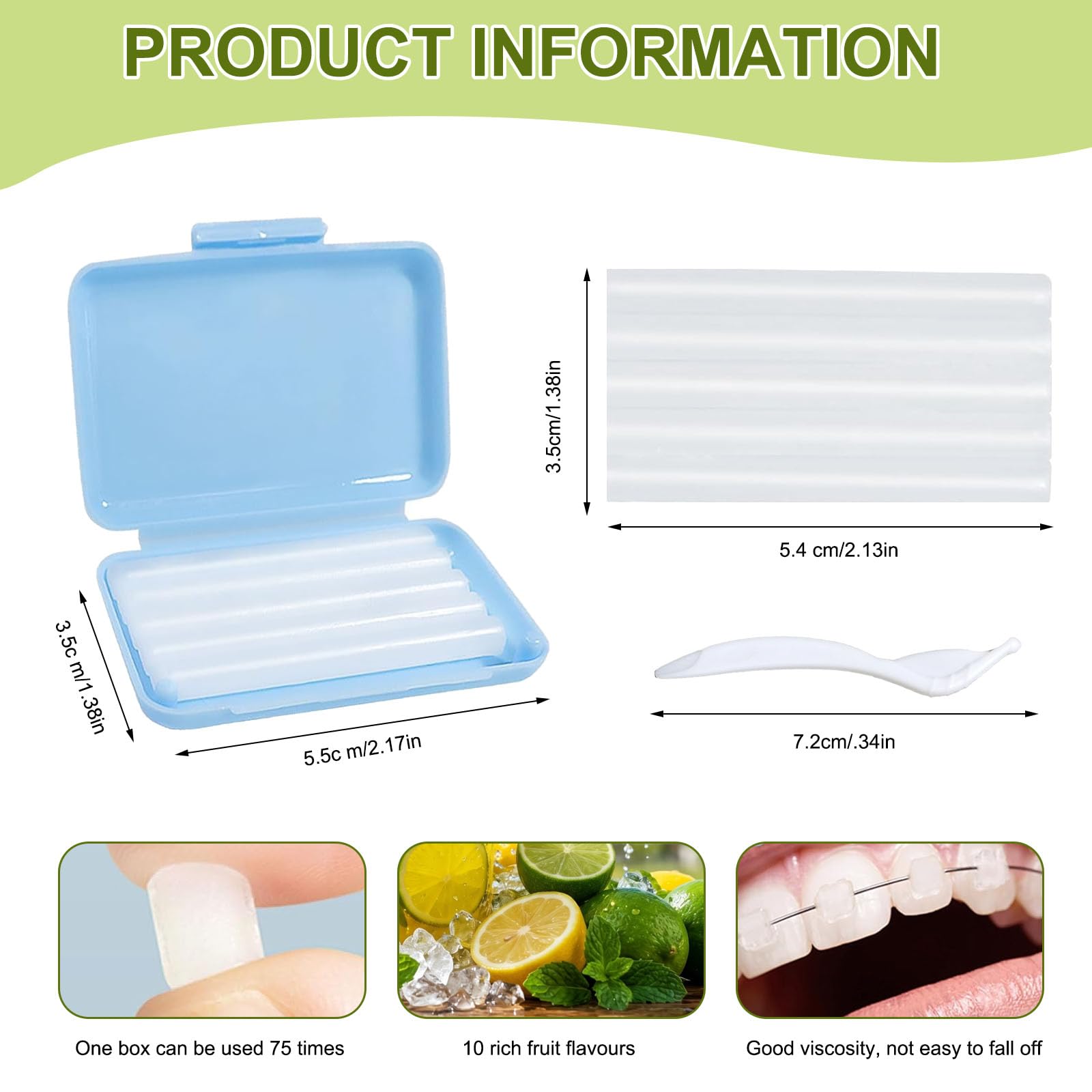 15 PCS Cire Orthodontique Cire Appareil Dentaire, 10 Saveurs Orthodontique Kits de Soins Dentaires de Soulagement, pour Porteurs D'appareil Dentaire, pour Soulager Les Irritations Et Les Douleurs