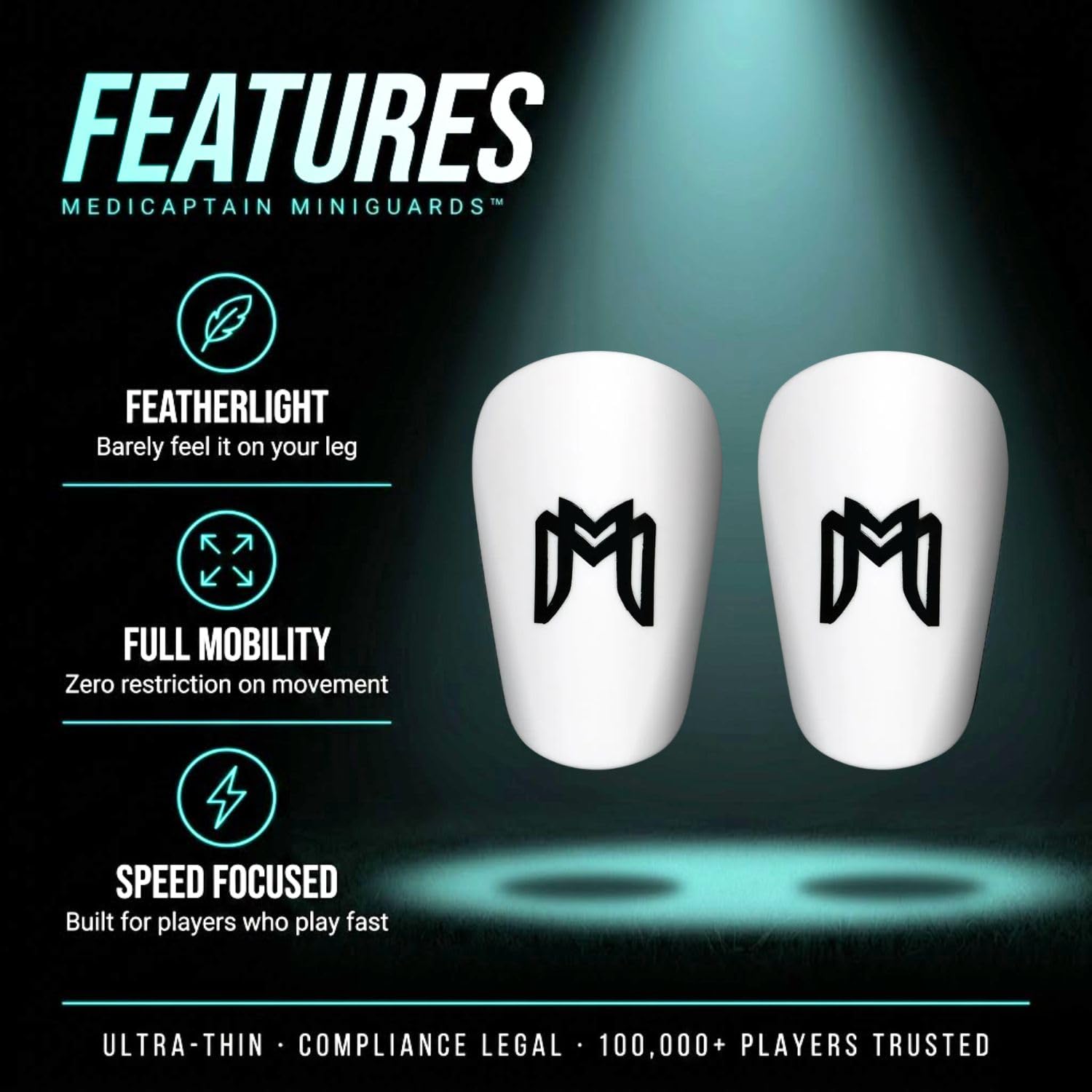 MediCaptain MiniGuards - Mini Protector Tibias para Jugadores de Fútbol - Pequeños Protectores Tibias para Hombres, Mujeres, Adolescentes - Protector Tibias Miniatures 9,9 x 6,1 cm