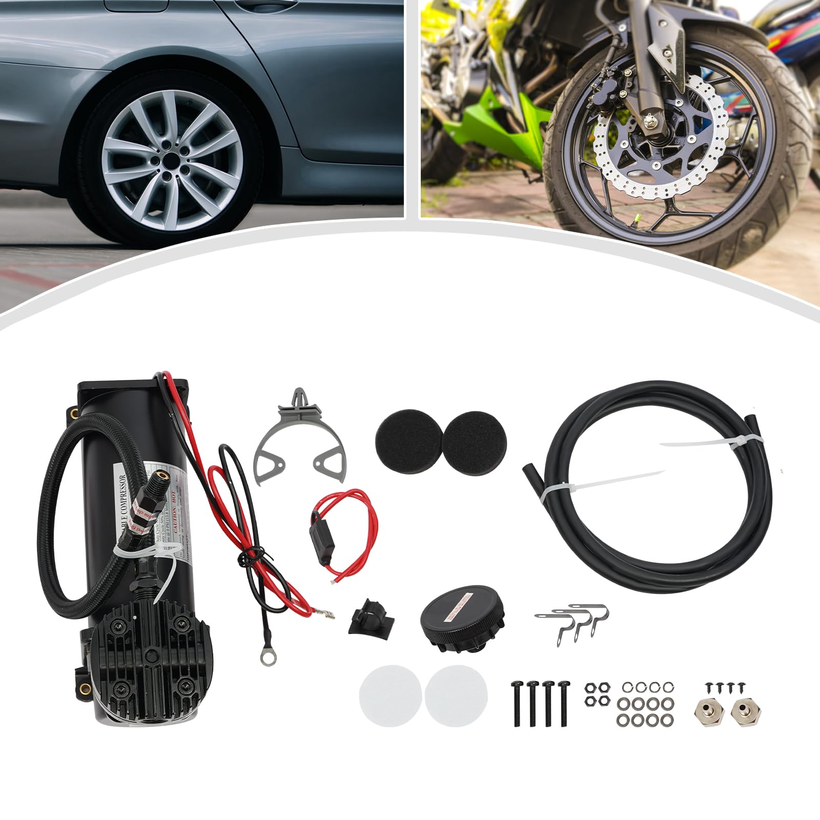 HANGKAI Sprężarka samochodowa 12 V 200 PSI sprężarka powietrza 1,75 CFM zawór zwrotny ochrona cieplna do pompowania opon samochodowych 1,8 m wąż powietrza z gwintem głowicy powietrznej: 1/4NPT pompa