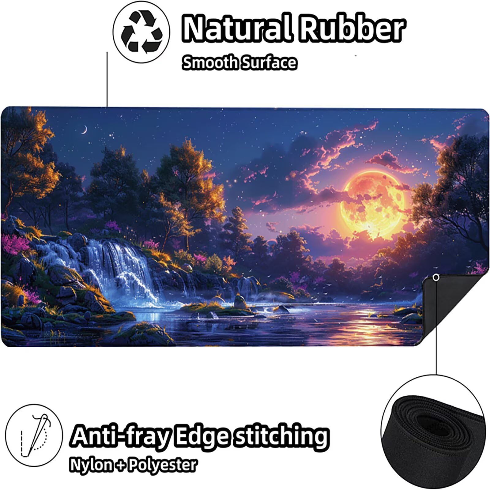 Luna Alfombrilla Ratón Gaming XXL 1500 x 800 mm, Alfombrilla Gaming Verde Mousepad con Base de Goma Antideslizante, Impermeable Desk Mat para Teclado y Raton, Accesorios Gaming, Regalos de Hombre 8-M