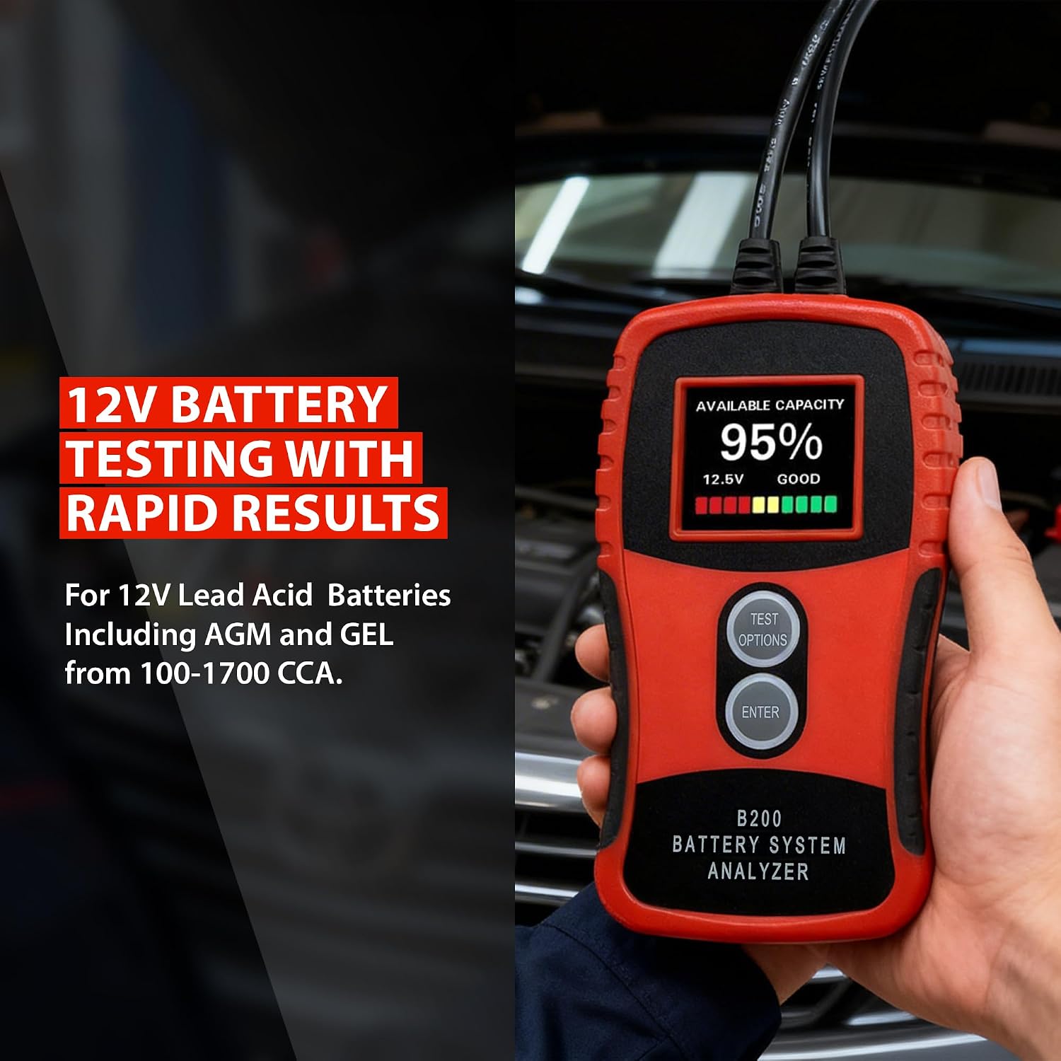 Battery, Charging, & Starting System Diagnostic Tester for 12V & 24V Systems – Digital Analyzer for Automotive Starter, Alternator, Regulator & Diode Ripple – B200 by Tech Professional Service Tools