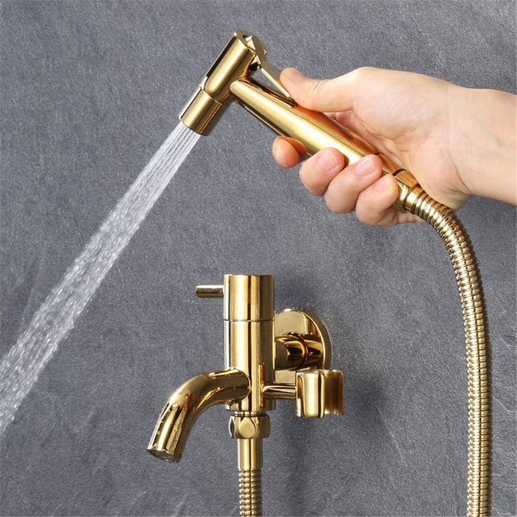 Toilet Hand Held Bidet Sprayer Titianium Shiny Gold Solid Brass Faucet Stainless Steel Sprayer Douche Kit Shower Shower Bidet