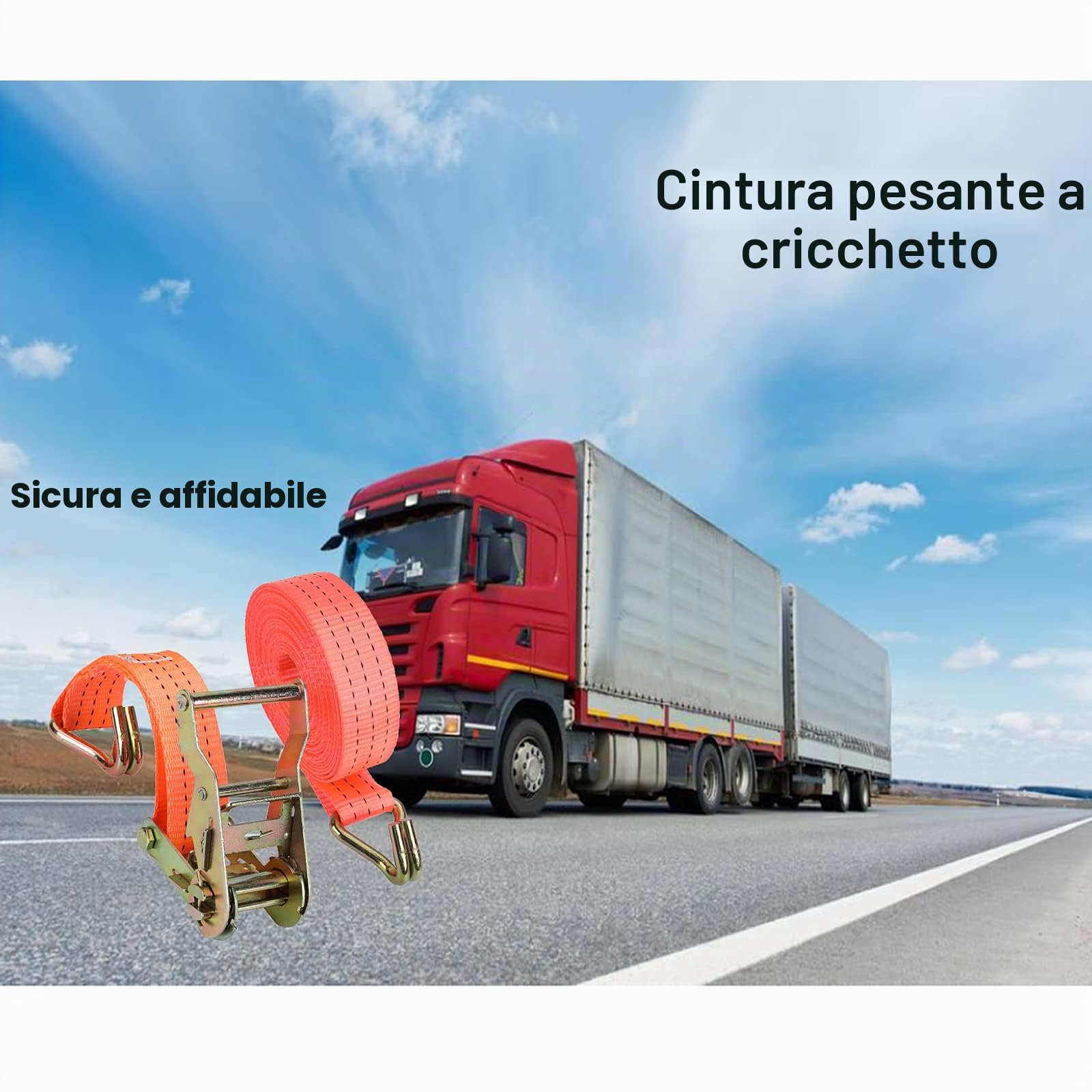 Cinghia a Cricchetto - Cinghie di Tensione con Cricchetto, 2 x 2000 kg 6 m Cinghie di Fissaggio Ratchet Tie Downs Cinghie di Tensione Con on Cricchetto e Gancio Cinghie Per Trasporto Merce(Arancione)