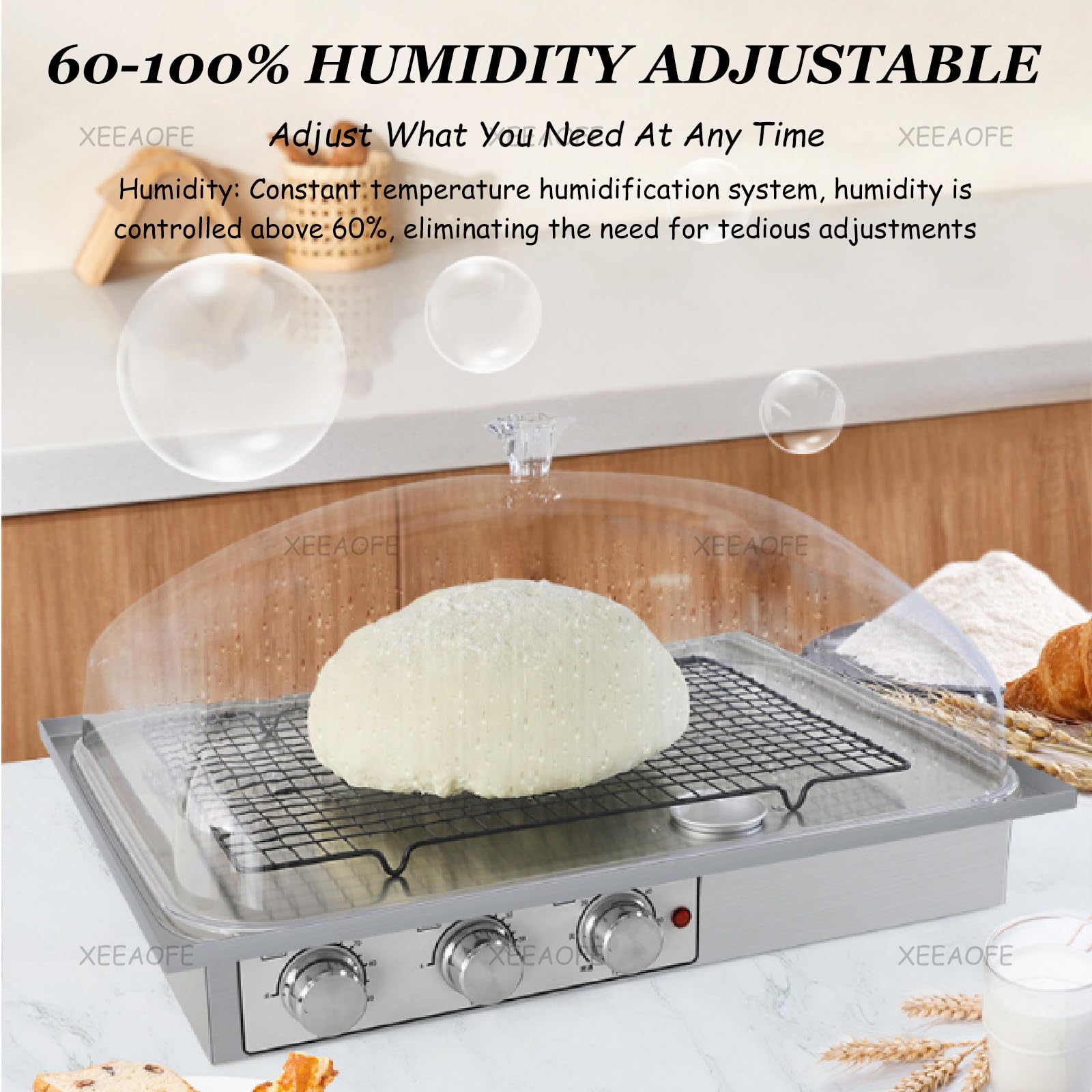 Impastatrice per Uso Domestico da 20 Litri con Funzione di fermentazione e temporizzazione, Base in Acciaio Inossidabile, per Pane, Pizza e Pasta, Piccola, 110 V