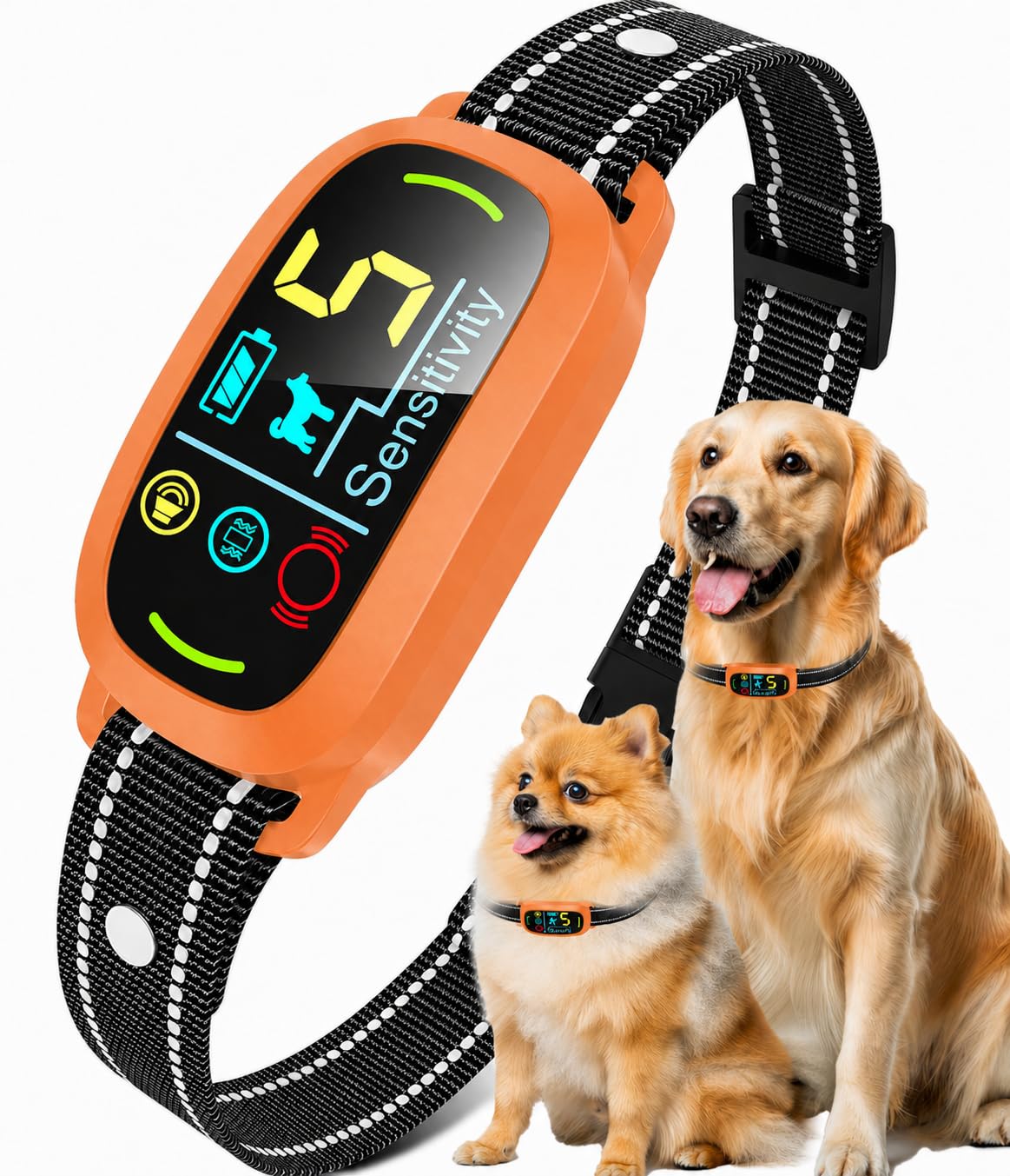 Bark Collar for Small Medium Large Dogs with 5 Training Modes, Orange