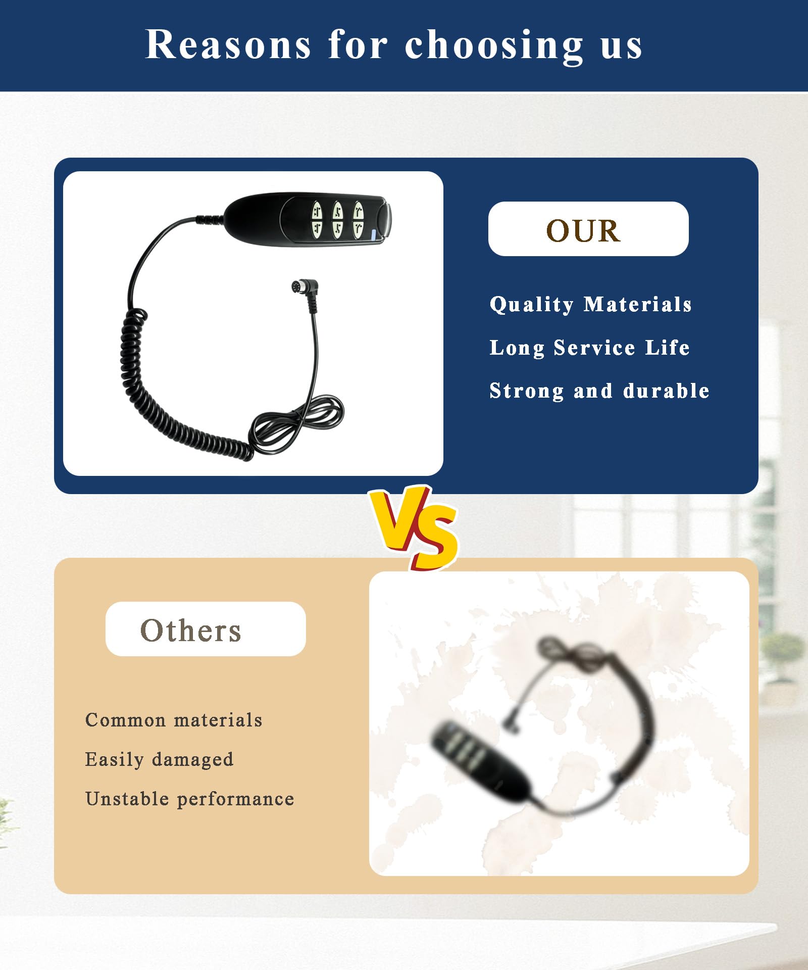 Mando a distancia de 6 botones y 7 pines 15033HC-G | Compatible con modelos de cama de hospital eléctrica Drive Medical Delta Ultra-Light 1000 Full-15033 y 15235