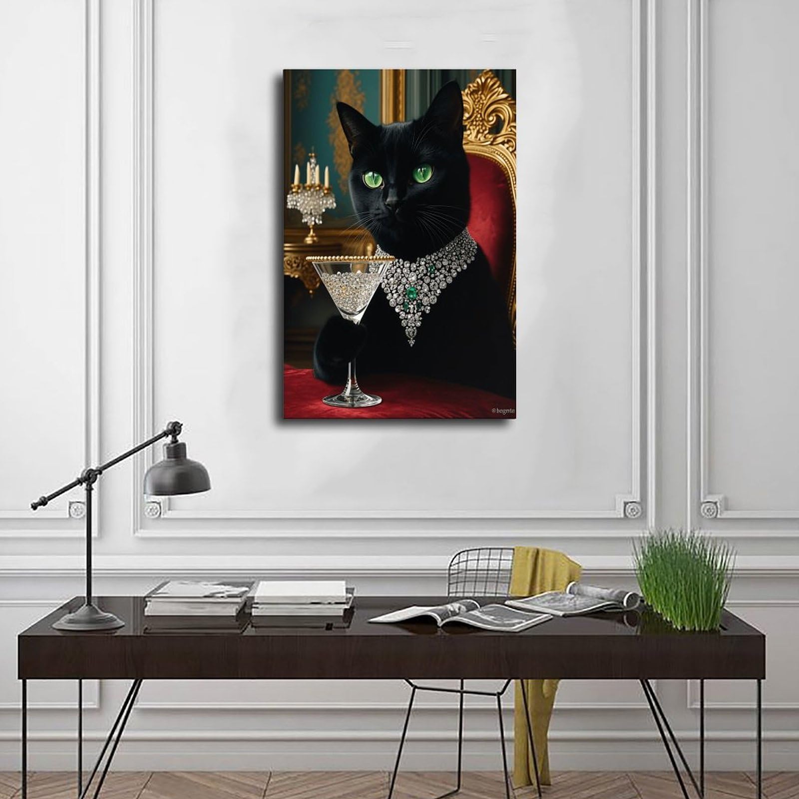 NBLKJHLFD Luxury Black Cat Poster Retro Wall Decoration Canvas