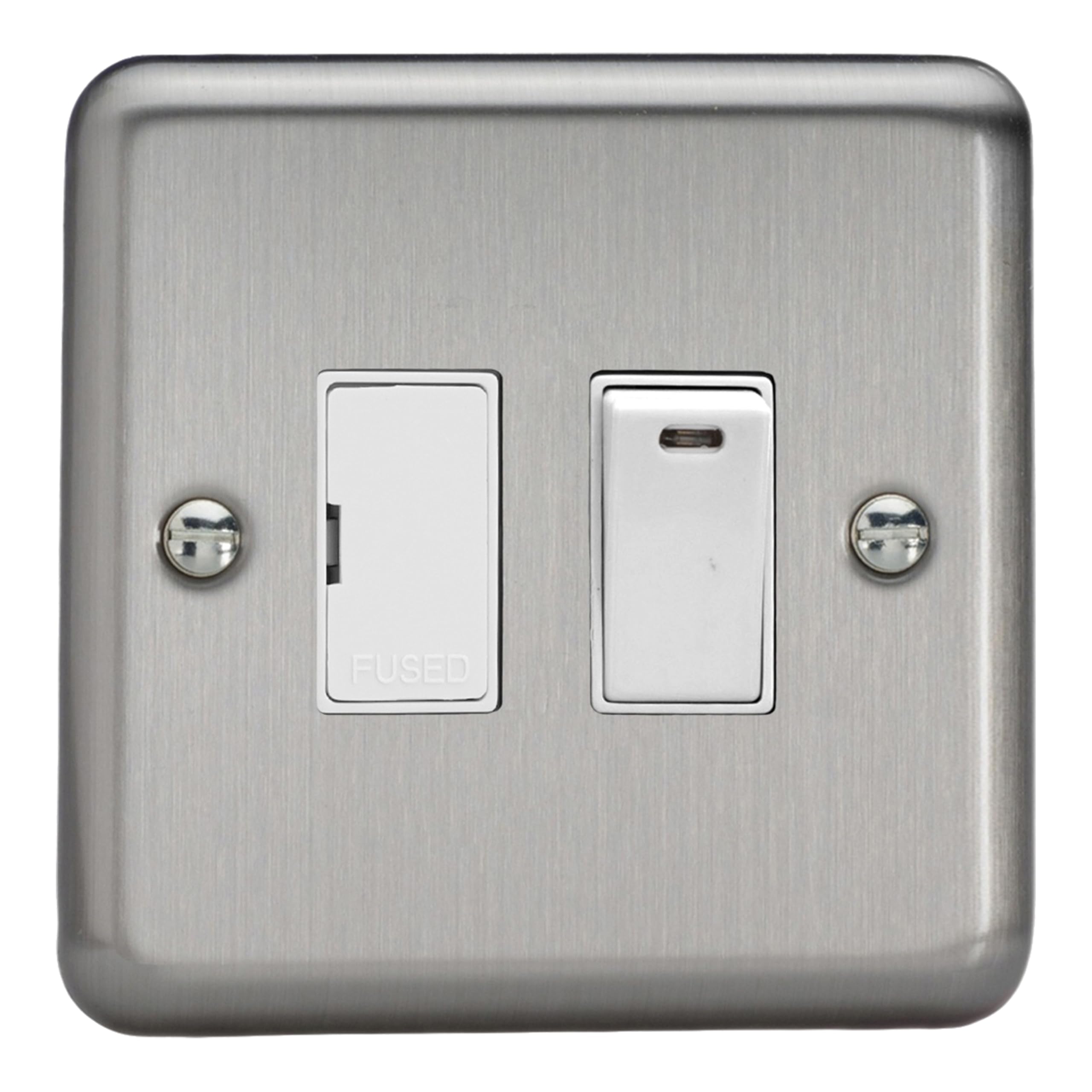 Varilight Switched Fused Spur With Neon - Value Matt Chrome With White Insert, XS6NW