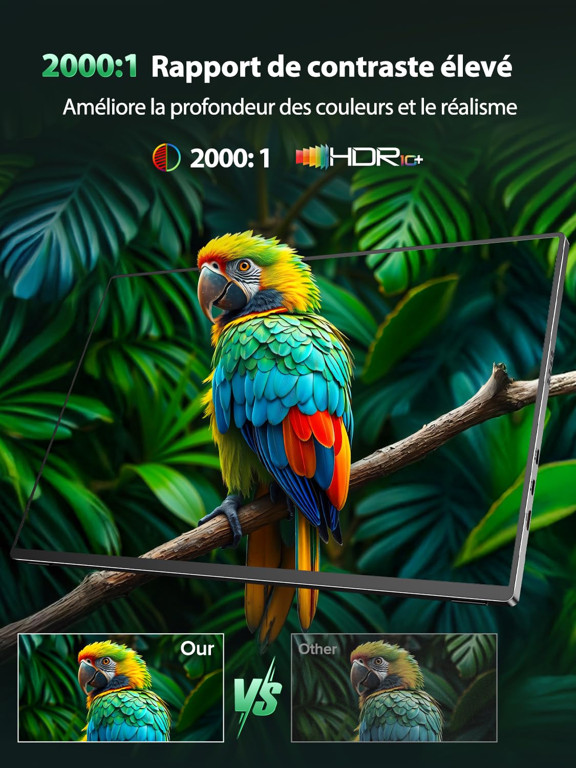Newsoul Écran Portable 4K 16 Pouces UHD 1200 nits HDR, Moniteur Portable 4K IPS 3840x2400, Contraste 2000:1, 145% sRGB, Écrans Portable avec HDMI/USB-C pour Laptop/MacBook/Xbox/PS5/4