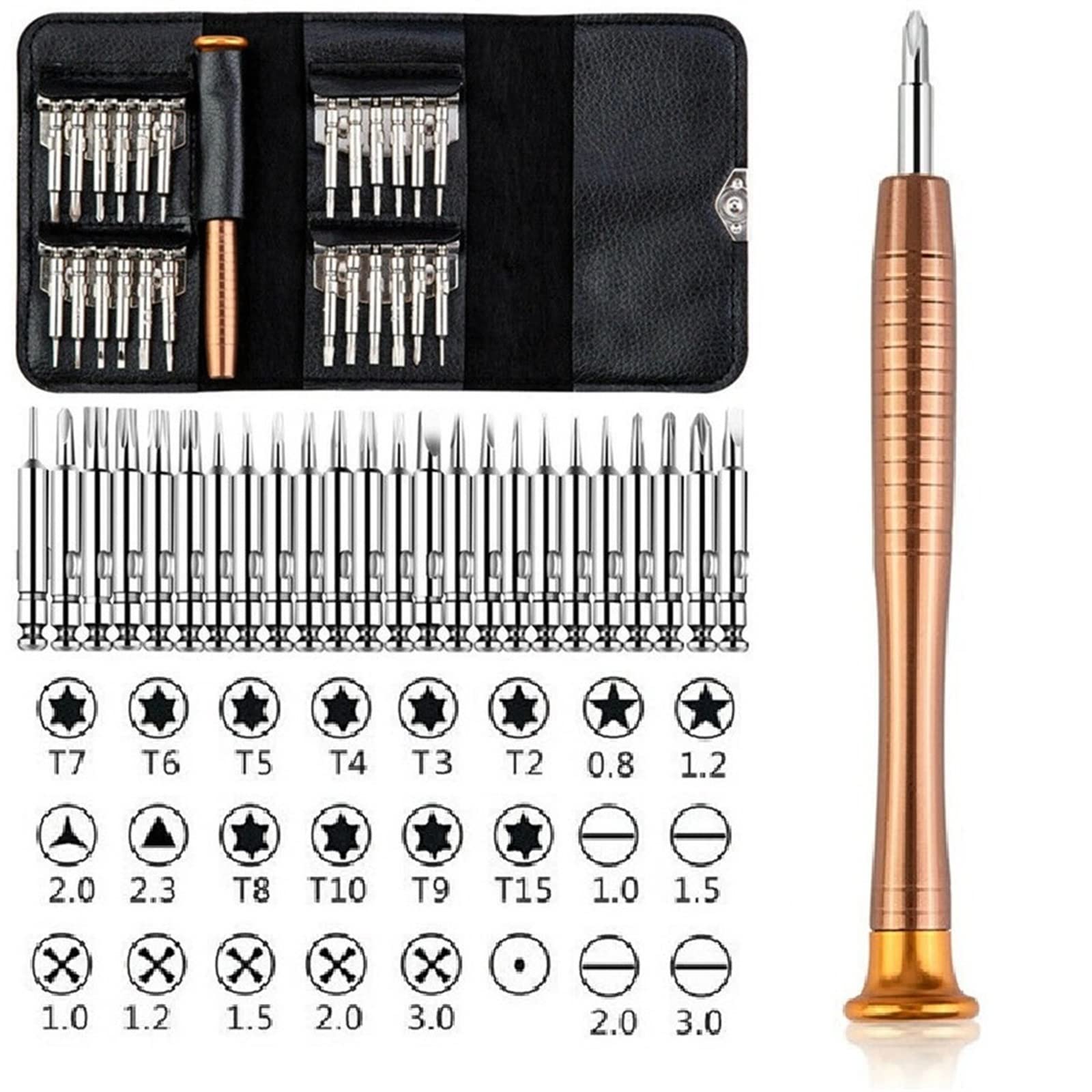 BYBESTscrew driver set kit Multipurpose Leather Case Manual Screwdriver