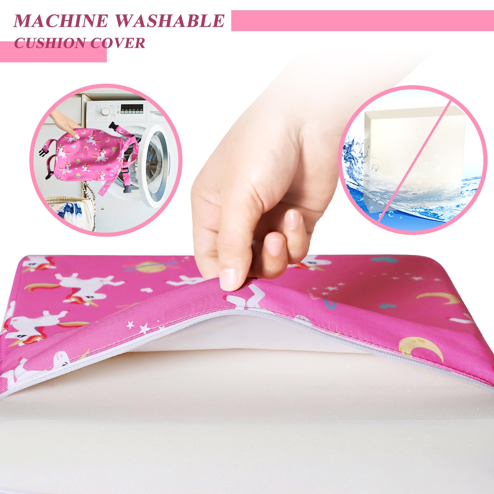 Rialzo Sedia Bambini Lavabile Rimovibile Portatile Cartone Animato Rialzo Sedia Bambini da Tavolo 2 Regolabile Cinghiette Antiscivolo Alzasedia Bambini Portatile per Usare Casa Viaggio(Rosa)