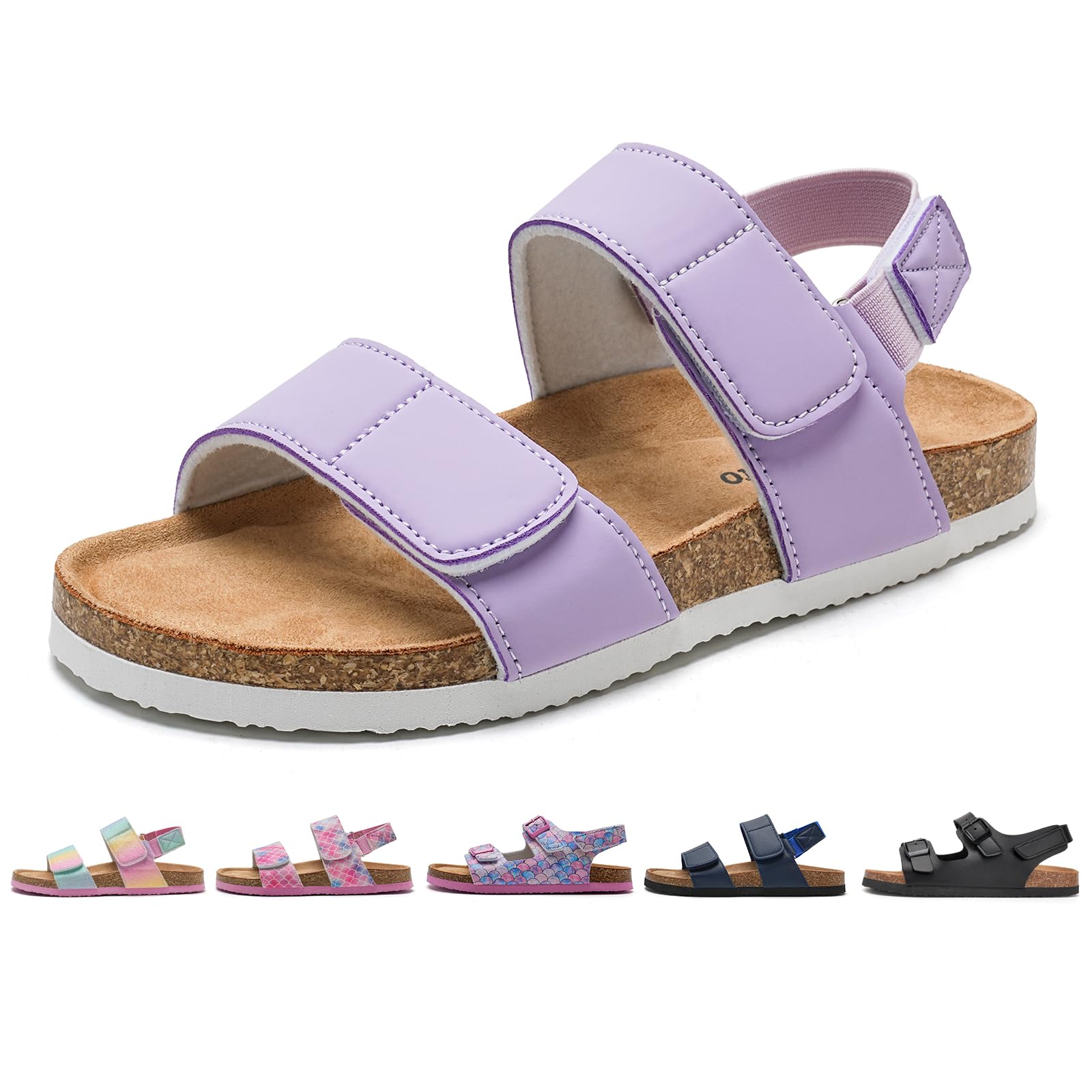 Torotto Sandalen Mädchen Jungen Mit Kork Sandals Kinder Pantoffeln Riemen Verstellbare Schnalle Rutschfeste Mit Klettverschluss Sandaletten für Drinnen und Draußen