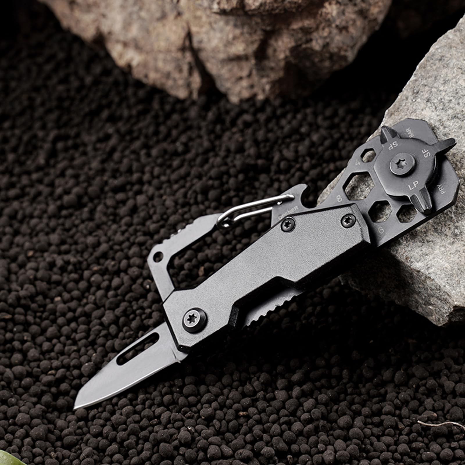 Cool Men Gift Ideas for Him - Fathers Day Dad Gifts Multitool Pocket Knife, Unique Birthday Gift for Husband Brother Boyfriend Adult, Keychain EDC Folding Knives with Clip Hand Tools Gadgets, Black