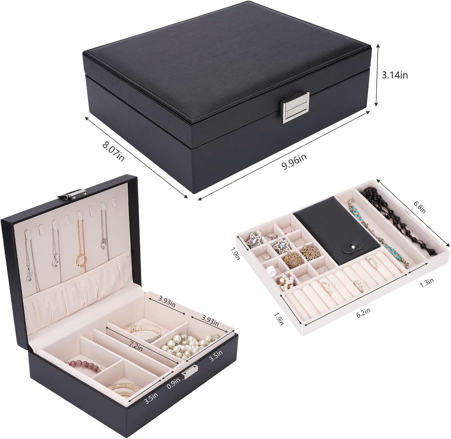 Jewelry Box Organizer, Travel Jewelry Storage Boxes Necklace Holders Display Tray Storage Case(BLACK) ¡­
