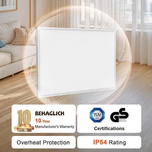 Behaglich Pannello Radiante Infrarossi 600W, Stufetta Elettrica da Bagno - 5