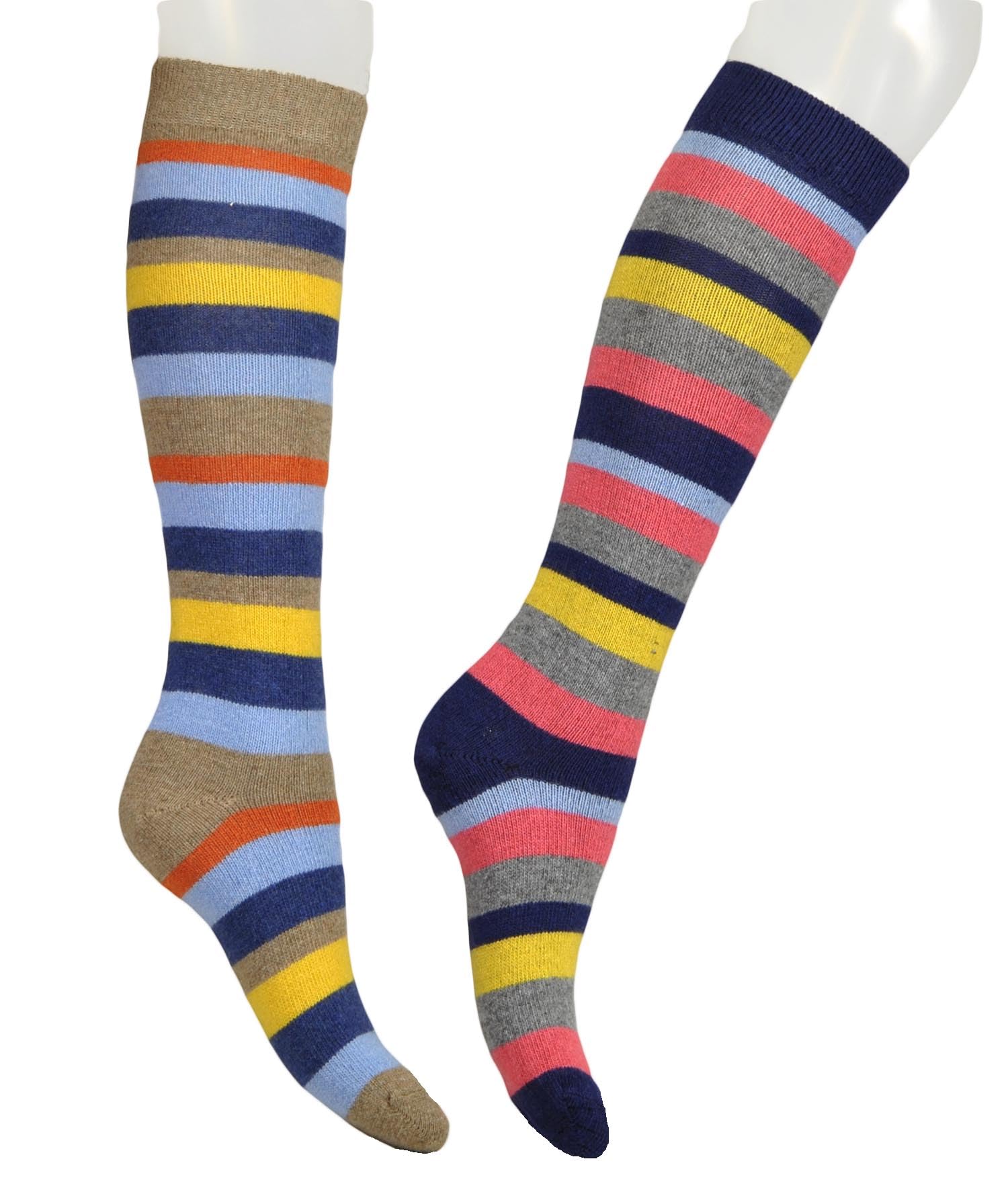 (6 PAIA) Bauletto regalo ”Badia” con 6 paia calze donna lunghe, colorate, in pregiatissimo filato LANA-CASHMERE – 100% made in (Brescia) Italy