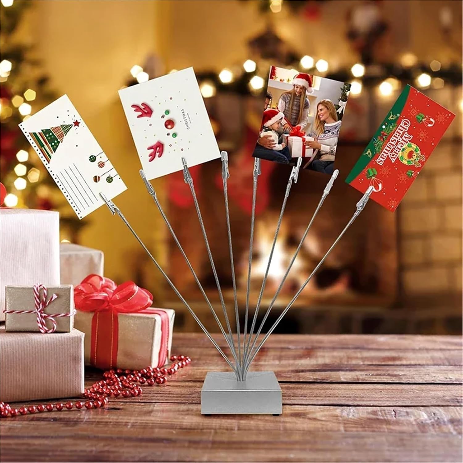 Photo Tree 2sets Photo Cube Base 8-Branch Money Trees Gift Card Holder With Clips Picture Stand For Christmas Wedding Greeting image 3