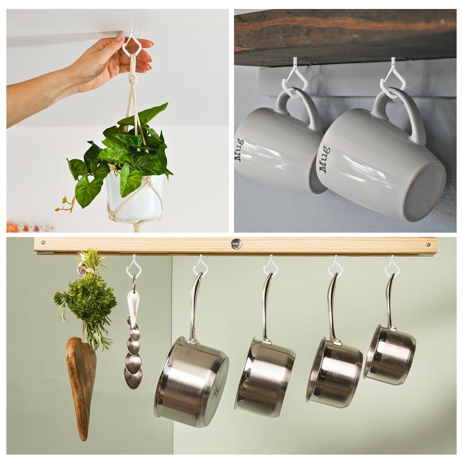 Lot De 100 Crochets à Vis M1.9 / 20 Mm En Acier Inoxydable - Crochets Nickelés à Visser - Petits Crochets De Plafond - Crochets Muraux - Vis à Crochet