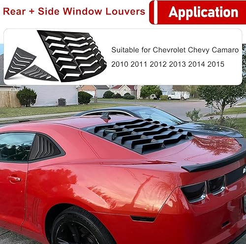 Vista 2 de Parasol para ventana trasera y lateral ABS en negro mate para Chevrolet Chevy Camaro 2010-2015