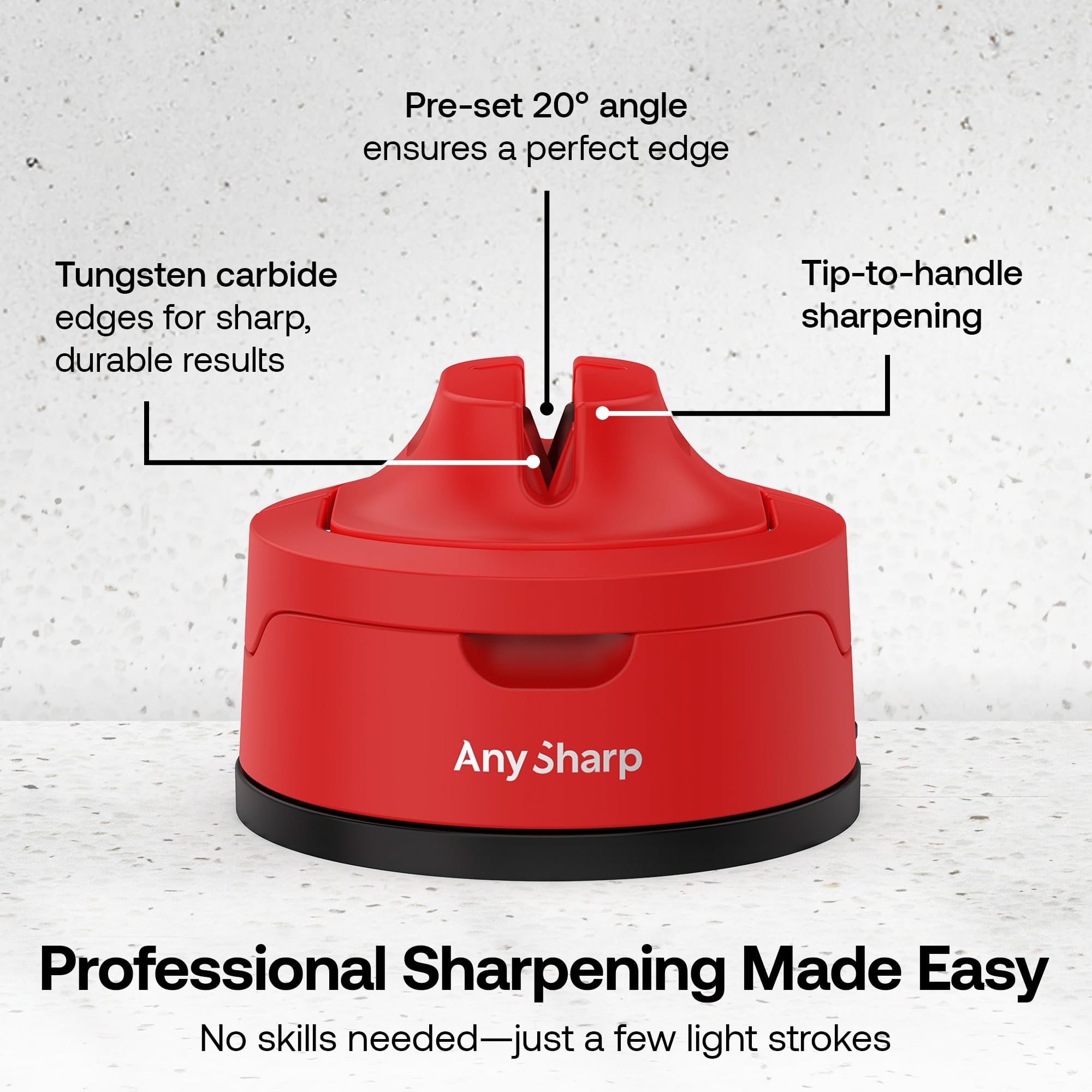 AnySharp Knife Sharpener, Hands-Free Safety, PowerGrip Suction, Safely Sharpens All Kitchen Knives, Ideal for Hardened Steel & Serrated, World's Best, Compact, One Size, Silver — view 75