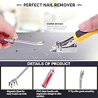 Vista 5 de Juego de 4 herramientas para quitar uñas y grapas, alicates de corte de extremo de 7 pulgadas, extractor de grapas, levantador de tachuelas