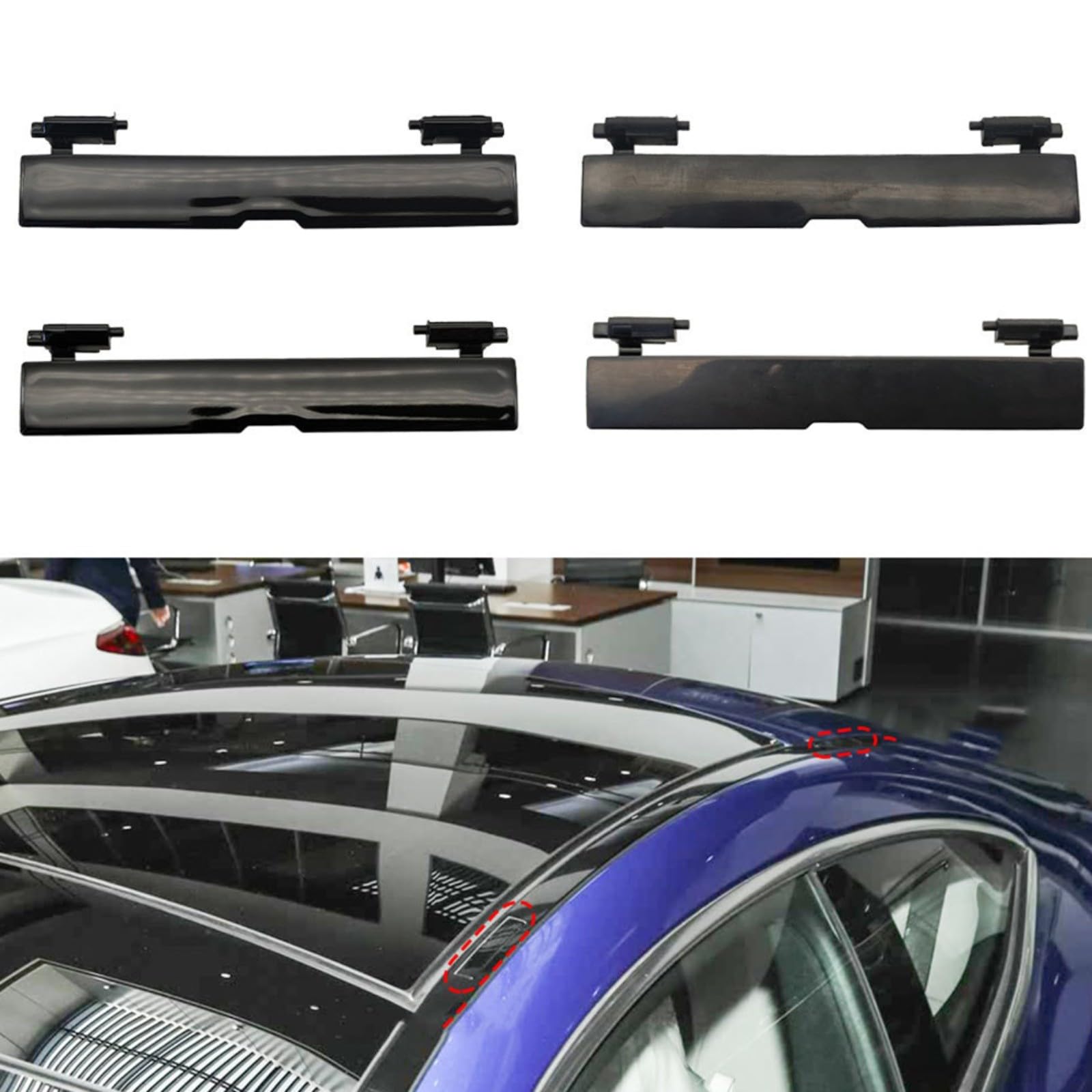 Copertura per barre portatutto per Mercedes-Benz per classe cle W236 2024-2026, copertura portapacchi ABS nero opaco, OEM 2366905902 (anteriore nero)
