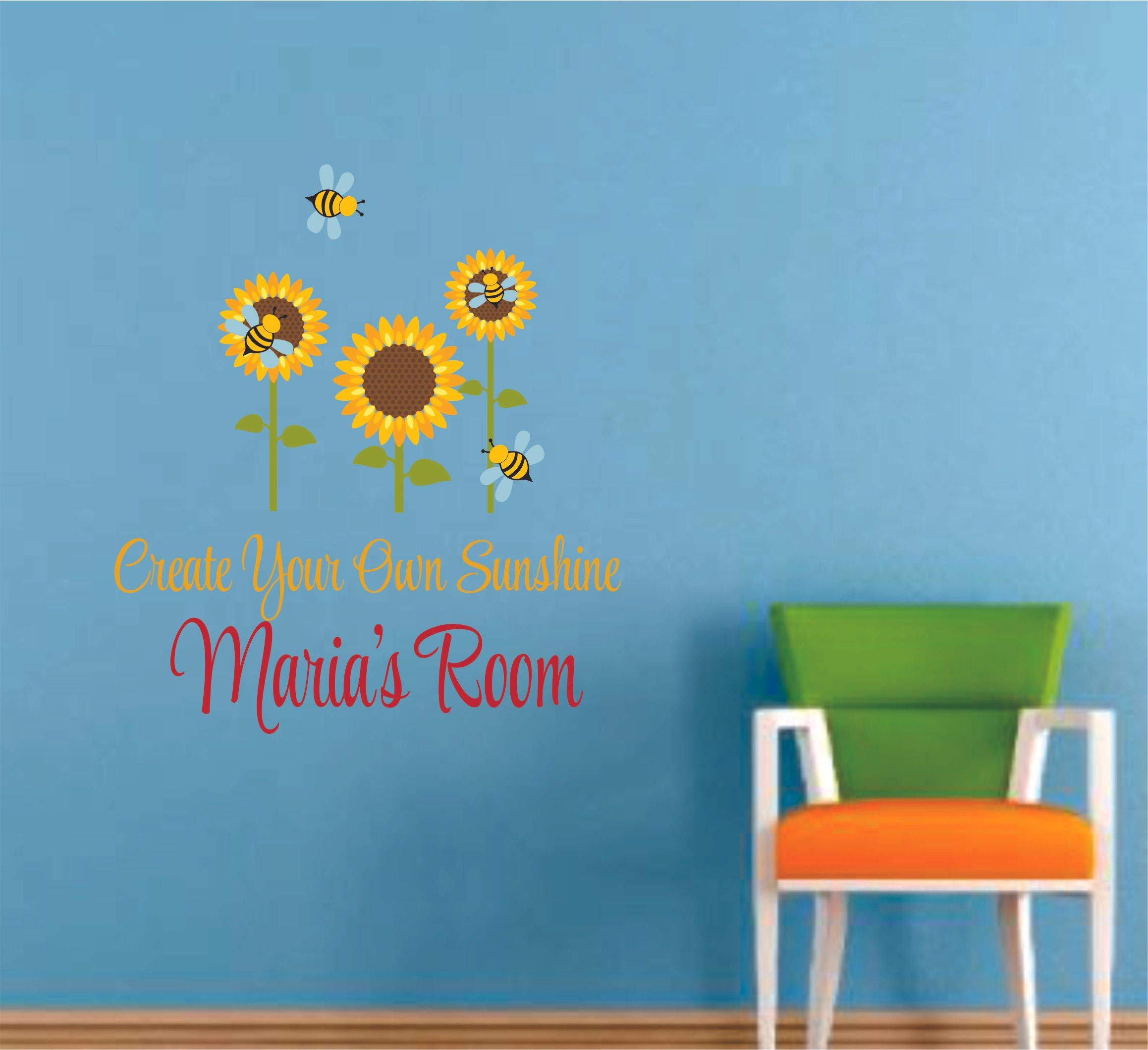 Ambesonne Sunflower Peel & Stick Wallpaper For Home, Summer Flower Field Art, 13"x36", Mustard