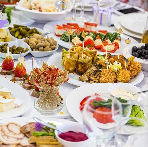 Miniatura 5 de Palillos de cóctel de otoño, calabaza, hoja de arce, varios palillos de dientes temáticos de otoño, bebidas de frutas, palillos de postre, sándwich