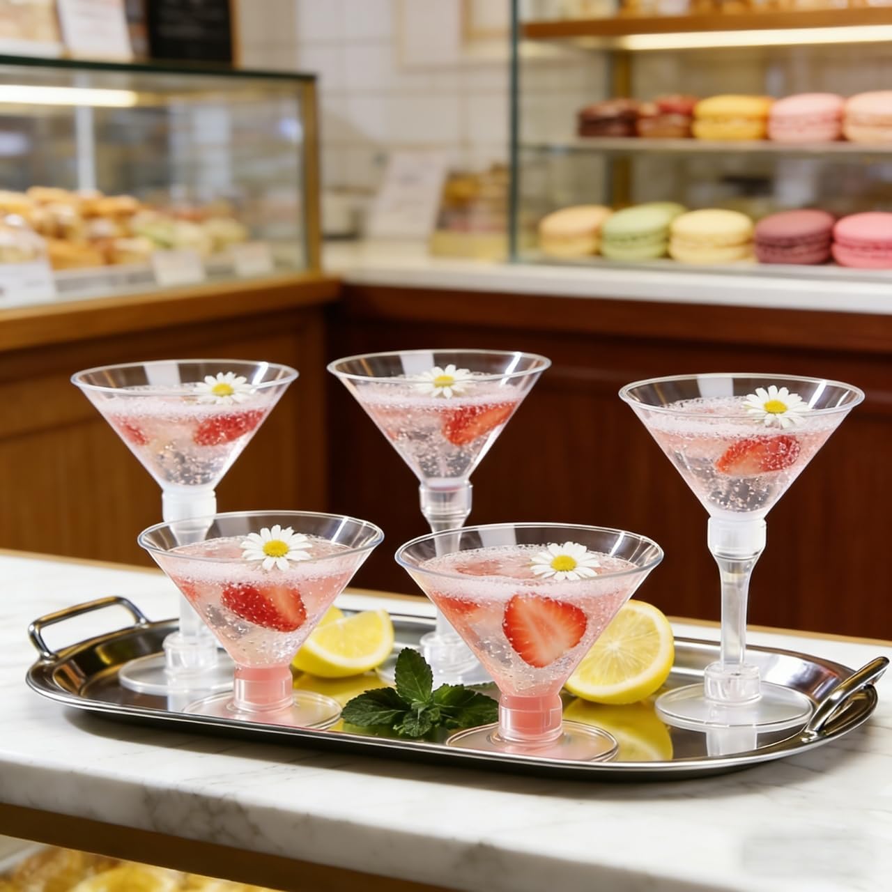 40 PCS Disposable Martini Glasses for Parties 5oz Martini Tall Cup,Plastic Martini Glasses Disposable,Tall Martini Plastic Cups for Wedding Party Bowl Wine Ice Cream Fruit