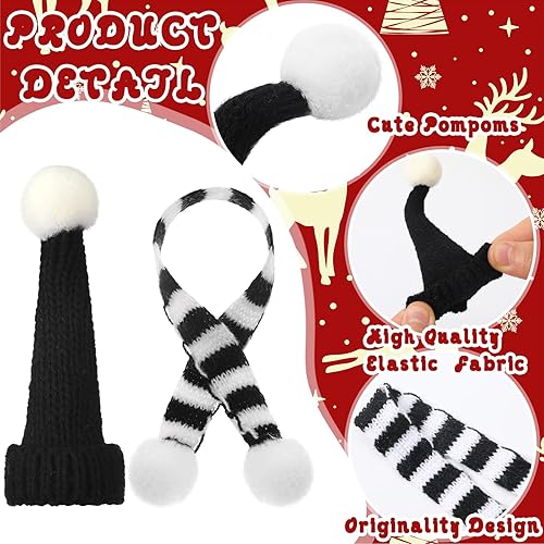 Vista 58 de Geyoga 8 piezas de mini sombreros y bufandas de Papá Noel, accesorios de Navidad, sombrero de gnomo pequeño para manualidades, bricolaje para Blanco