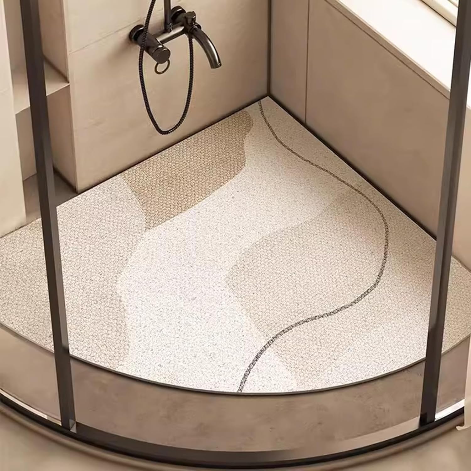 Curved Non Slip Bath Mat for Shower, Corner Bathroom Mat
